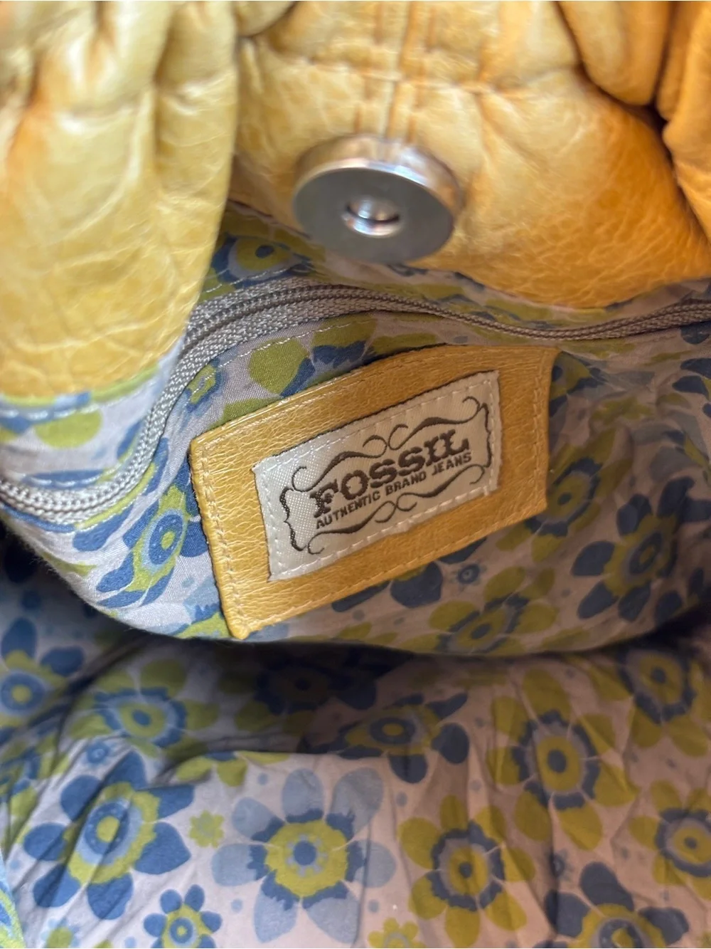 Vintage Fossil Yellow Soft Leather Slouchy Hobo Bag